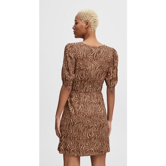 SOLD!! ICHI Rita Animal Print Short Button Down Viscoseā Dress Size 12 US - Picture 1 of 7